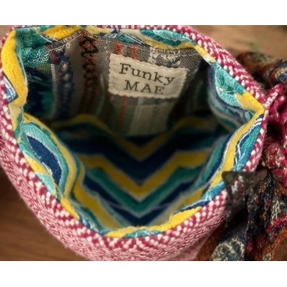 Funky Mae Handmade Boho Tapestry Bag OOAK Crossbody Scarf Strap Made in Italy